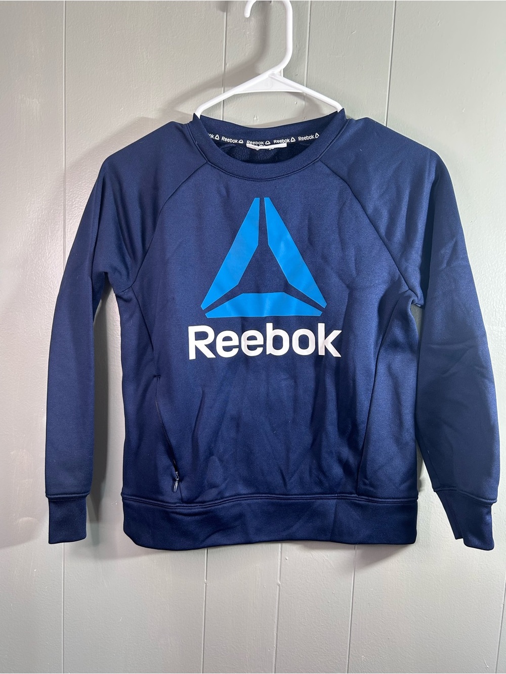 Reebok Boy’s Navy Crewneck Sweatshirt with Light Blue Logo